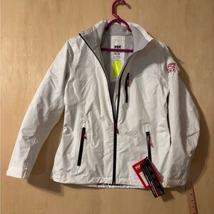 Helly Hansen White Jacket with Black and Red Details. Medium